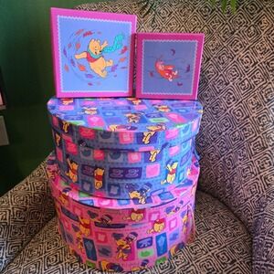 VTG 90S Y2K‎ RARE Winnie The Pooh Nested Gift Boxes Set of 4 Round and Square